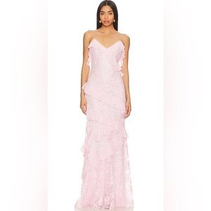 Loveshack Fancy Rialto Pink Lace Ruffle Dress